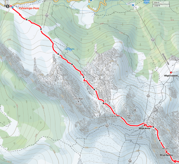 Landkarte Dolomiten / Falzarego-Pass